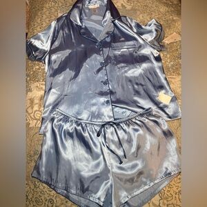 Satin Sleepwear Set in Blue